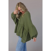 Azura Exchange Loose Sleeve Raw Edge Top - L thumbnail