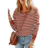 Azura Exchange Striped Print Ribbed Trim Top - XL thumbnail