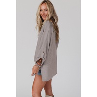 Azura Exchange Oversized Ribbed Knit Roll-tab Sleeve Top - M thumbnail