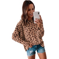 Azura Exchange Animal Print Stitching Loose Long Sleeve Top - L thumbnail