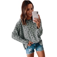 Azura Exchange Animal Print Stitching Loose Long Sleeve Top - L thumbnail