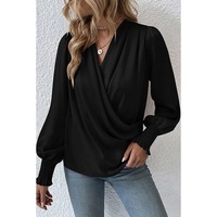 Azura Exchange Elegant Surplice Neck Draped Blouse - S thumbnail