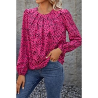 Azura Exchange Leopard Print Pleated Blouse - M thumbnail