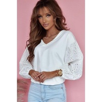 Azura Exchange Embroidered Patchwork Puff Sleeve Blouse - XL thumbnail