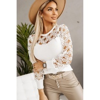 Azura Exchange Floral Lace Splicing Long Sleeve Top - XL thumbnail