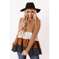 Azura Exchange Ribbed Tiered Ruffled Flowy Top - S thumbnail