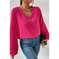 Azura Exchange Crinkle Puff Sleeve Blouse - M thumbnail