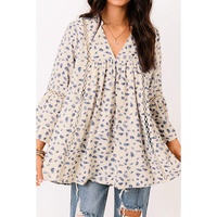 Azura Exchange Leopard Lace Trim Babydoll Blouse - XL thumbnail
