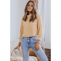 Azura Exchange Apricot Waffle Knit Turtleneck Top - XL thumbnail