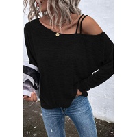 Azura Exchange Asymmetric Strappy Cold Shoulder Long Sleeve Top - XL thumbnail