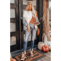 Azura Exchange Colorblock Stitching Irregular Hem Long Sleeve Top - XL thumbnail
