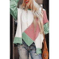 Azura Exchange Colorblock Stitching Irregular Hem Long Sleeve Top - L thumbnail