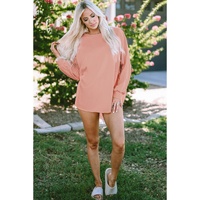 Crinkle Splicing Raw Hem High Low Oversized Blouse - S thumbnail