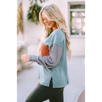 Azura Exchange Striped Bishop Sleeve Top - S thumbnail