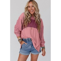 Azura Exchange Bishop Sleeve Colorblock Striped Top - M thumbnail