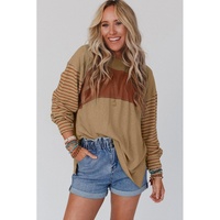 Azura Exchange Colorblock Striped Bishop Sleeve Top - S thumbnail