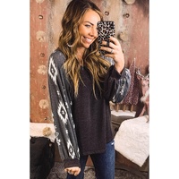 Black Western Print Patch Long Sleeve Top - S thumbnail