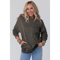 Azura Exchange Acid Wash Drop Shoulder Long Sleeve Sweatshirt with Pockets - S thumbnail