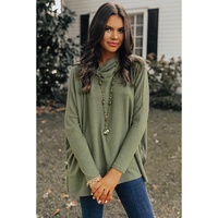 Jungle Green Cowl Neck Shift Tunic Top - L thumbnail