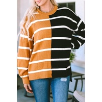 Stripe Oversized Contrast Printed Dropped Shoulder Top - M thumbnail