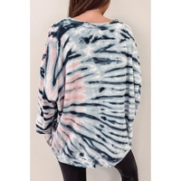 Sky Blue Tie-Dye Crewneck Long Sleeve Shift Pullover - S thumbnail