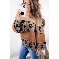 Azura Exchange Leopard Colorblock Patchwork Knit Top - L thumbnail