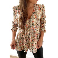 Azura Exchange Floral Ruffled Babydoll Blouse - L thumbnail