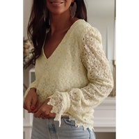 Azura Exchange Floret Lace V Neck Long Sleeve Blouse - XL thumbnail