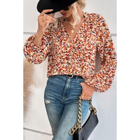 Azura Exchange Allover Print Bishop Sleeve Blouse - M thumbnail
