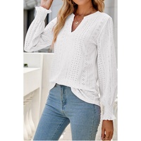 Azura Exchange Split Neck Textured Loose Blouse - M thumbnail