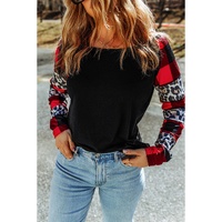 Azura Exchange Plaid & Leopard Print Off Shoulder Top - S thumbnail