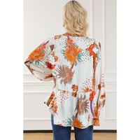 Multicolour Floral Print V Neck Babydoll Blouse - XL thumbnail