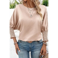 Smoke Gray Shirred Dolman Sleeve Satin Blouse - L thumbnail