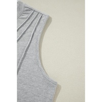 Gray Crew Neck Pleated Tank Top - L thumbnail