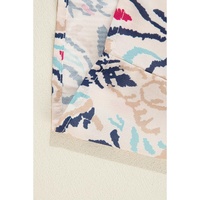 White Abstract Printed Notched V Neck Split Half Sleeve Blouse - L thumbnail