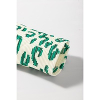 Blackish Green Leopard Print Mock Neck Puff Sleeve Top - L thumbnail