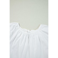 White Bow Knot Cutout Back Loose Fit 3/4 Sleeve Blouse - M thumbnail