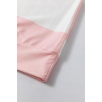 Light Pink Colorblock Striped Drop Shoulder Long Sleeve Top - L thumbnail