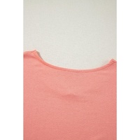 Grapefruit Orange Contrast Color Patchwork Oversized Side Split Top - L thumbnail