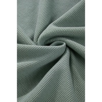 Clearly Aqua Waffle Knit Drop Shoulder V Neck Top - L thumbnail