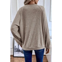 Jet Stream Color Contrast Ribbed Loose Fit Long Sleeve Top - L thumbnail