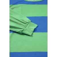 Blue Colorblock Striped Drop Shoulder Loose Top - S thumbnail