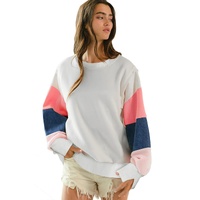 White French Terry Color Block Long Sleeve Top - L thumbnail