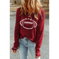 Red Game Day Rugby Football Graphic Thermal Knit Top - M thumbnail