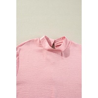 Gossamer Pink Swiss Dot Balloon Sleeve Loose Blouse - L thumbnail