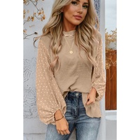Parchment Swiss Dot Balloon Sleeve Loose Blouse - L thumbnail