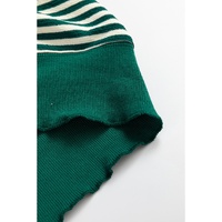 Green Stripe Loose Drop Shoulder Long Sleeve Top - 2XL thumbnail