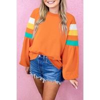 Flamingo Color Block Sleeve Exposed Seam Raglan Sweatshirt - L thumbnail