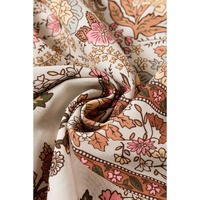 Yellow Floral Print Tie Neck Lantern Sleeve Blouse - L thumbnail