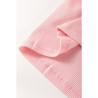 Pink Floral Patch Color Block Striped Sleeve Textured Top - M thumbnail